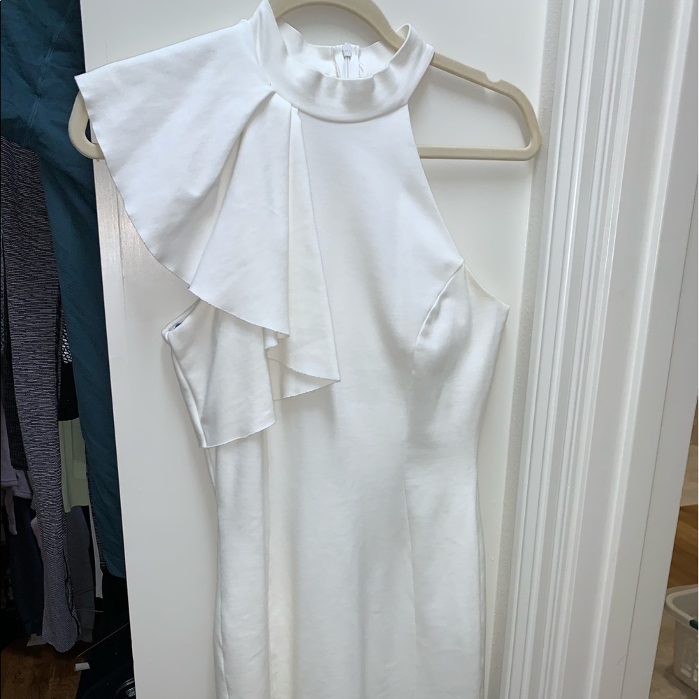 LULUS- White one shoulder ruffled dress